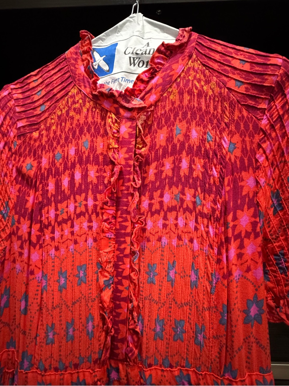 Free People Red Patterned Midi Dress - Picture 2 of 4